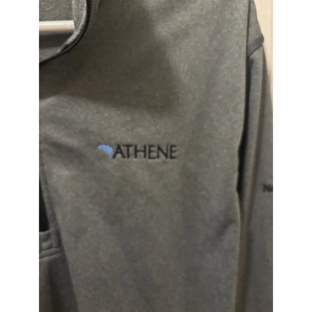 The North Face Mens Grey Quarter Zip Pullover Athene Logo Size Large L/G